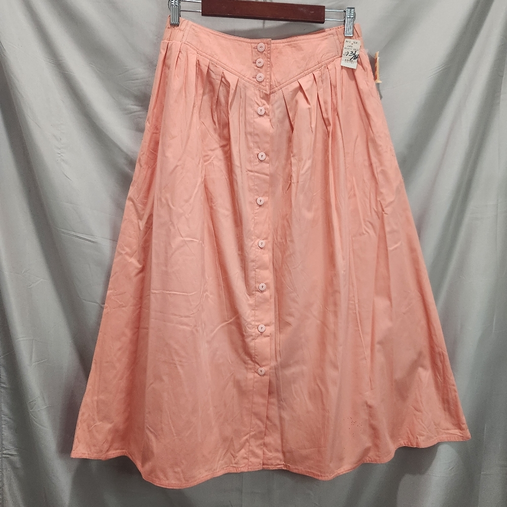 NWT Claude Vintage 70s Light Orange/ Pink Midi Skirt